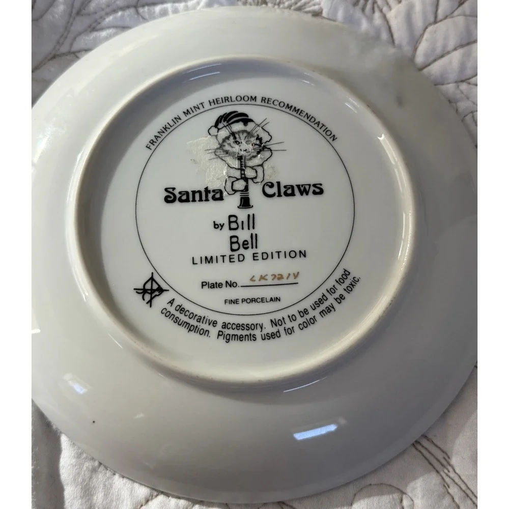 Franklin Mint Santa Claws Christmas Cat Plate 8